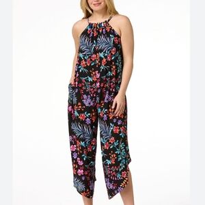 NWOT: Beaded Floral Sleeveless Jumpsuit - Large